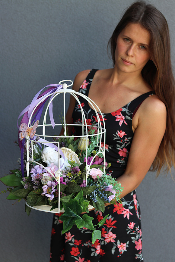 Santo, dekoracja nagrobna w klatce, wys.39cm 