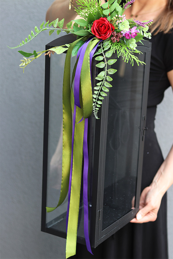 Marassi 2, lampion z dekoracją kwiatową, wys.58cm 