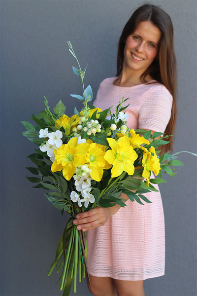 bukiet do wazonu Żonkile Yellow sztuczne kwiaty, dł.60cm 
