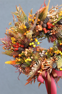 Jesień w Górach 2, jesienny wianek na drzwi, śr.32cm