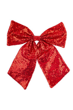 Cekinia Red, cekinowa kokarda zawieszka, kpl.12szt, wym.36x35cm