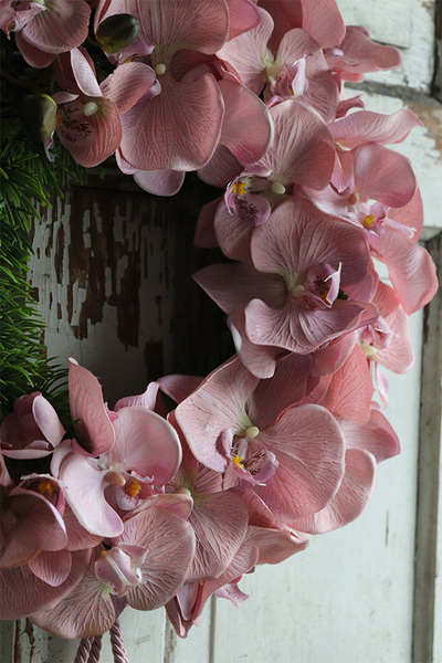 asymetryczny wianek z chwostem, Orchidelia Pudrova, śr.42cm