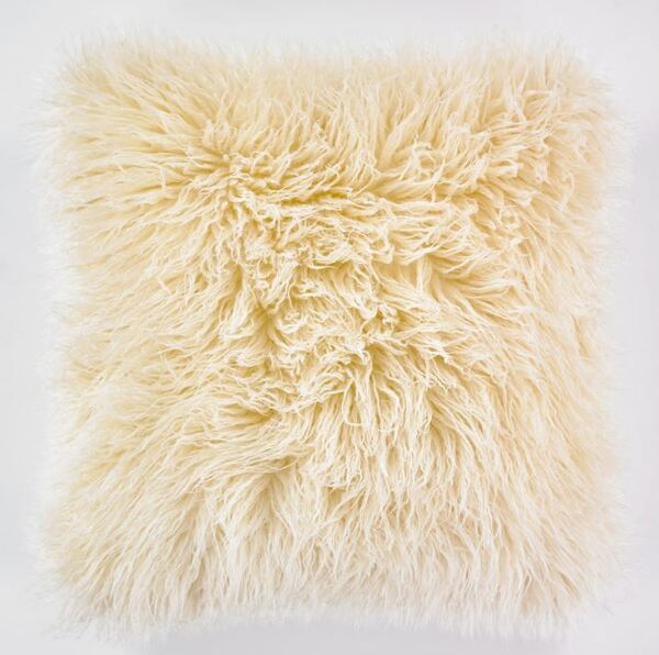 Fluffy Alpaka, poduszka dekoracyjna z futerkiem, ecru, wym.50x50cm