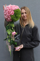 Clear Design Roses Pink, dekoracja nagrobna na transparentnej podstawie, wym.70x25cm