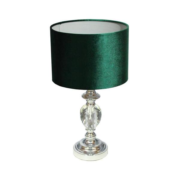 Gentil Simple, lampa stołowa glamour, szmaragdowy welur, wys.47cm 