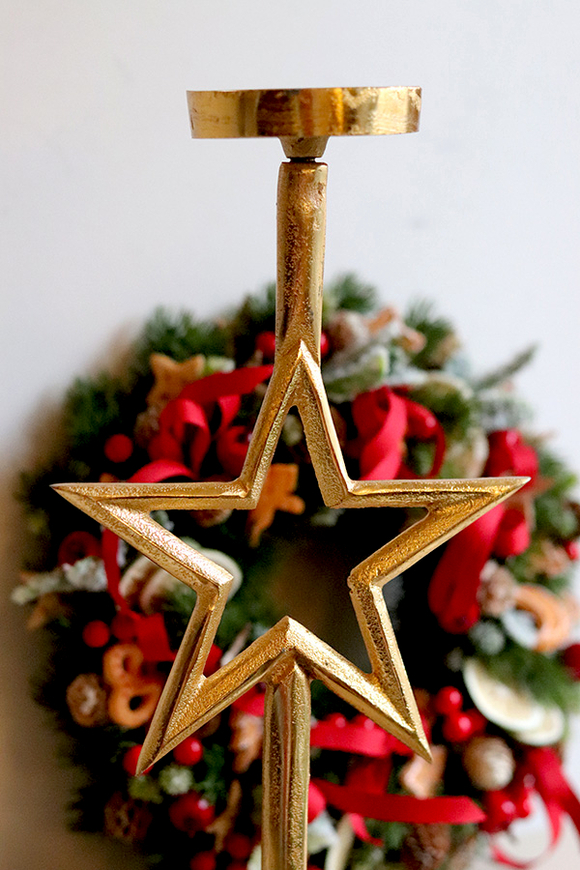 Xmas Gold, świąteczny świecznik złoty z gwiazdką