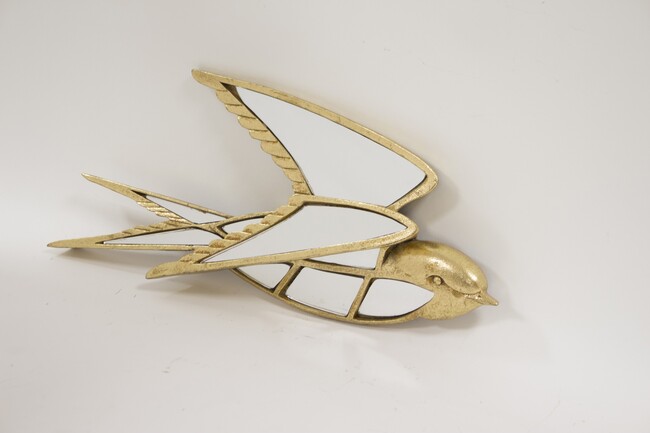 Swallow, złoty decor dekoracja ścienna jaskółka, wym.19x41x4cm 