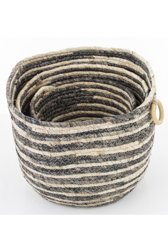 Boho Stripes, kosz pleciony z liści kukurydzy