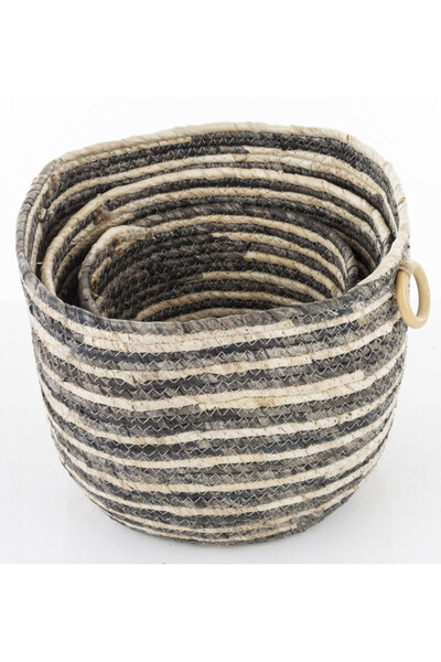 Boho Stripes, kosz pleciony z liści kukurydzy