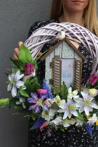 Mój Domek, wiosenny wianek z ramką na zdjęcie