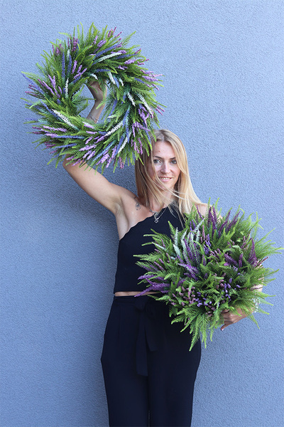 Wrzośce, komplet jesiennych dekoracji, kompozycja & wianek 