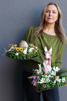 Królicza Mama Velveti, stroik wielkanocny z zajączkiem