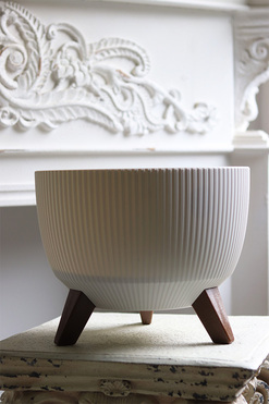 Roma Eco Jumper, osłonka doniczka na nóżkach, biały, wym.23x29cm