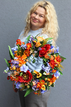 Makowa Polana, wianek dekoracyjny na drzwi, śr.43cm