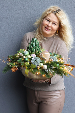 Karczoch Deluxe, świąteczny stroik na stół, śr.46cm