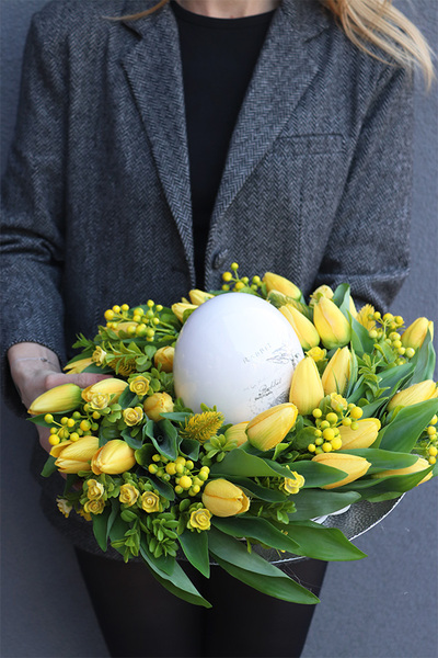 Żółta Wielkanoc 2, wielkanocny stroik na talerzu
