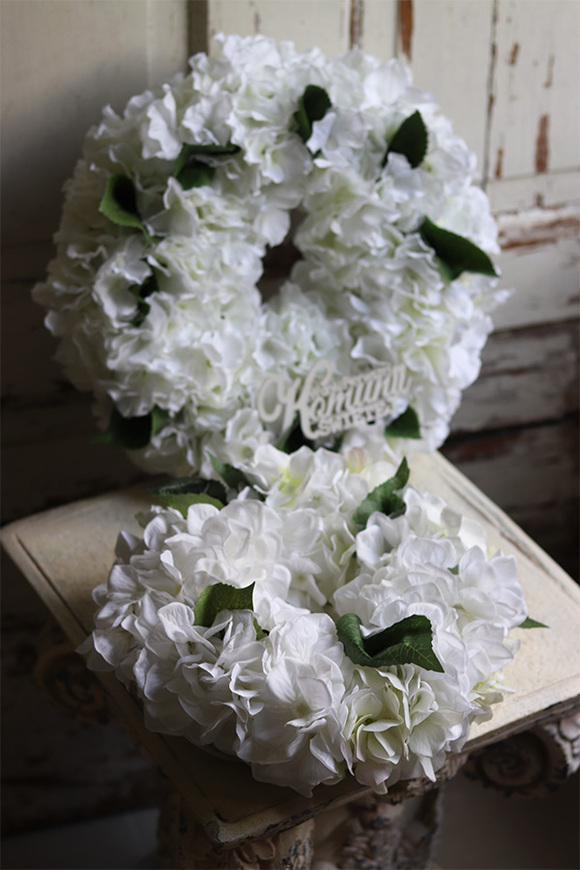 Biella Hydrangea, wianek z białych hortensji, śr.30cm 