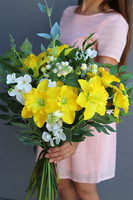 OD RĘKI bukiet do wazonu Żonkile Yellow sztuczne kwiaty, dł.60cm 