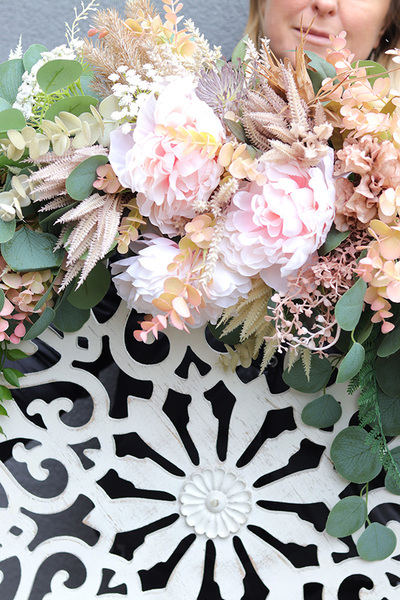 OD RĘKI Sand Flowers 3, dekor ścienny z kwiatami, śr.80cm