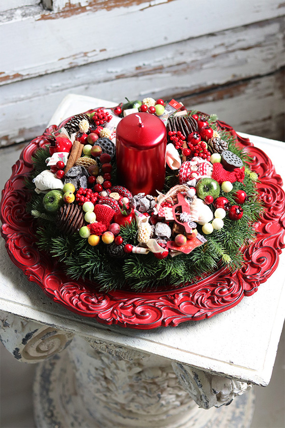 Do It Yourself Red, stroik do samodzielnego wykonania, śr.35cm 