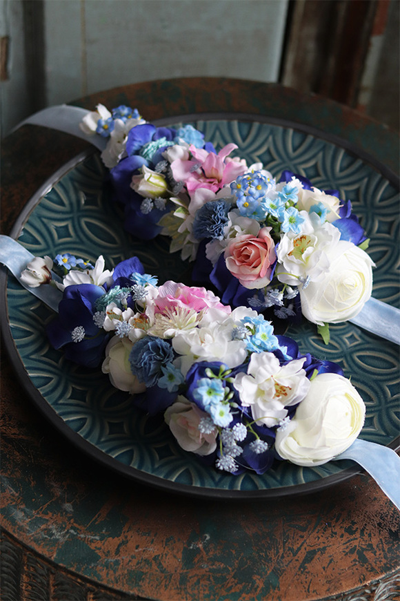 Bluenisto, opaska do zasłon z dekoracją kwiatową, kpl.2szt