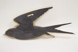 Swallow, złoty decor dekoracja ścienna jaskółka, wym.19x41x4cm 