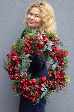 Jabłka Świąteczne, świąteczny wianek dekoracyjny, śr.50cm