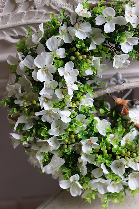 Ptaszki na gałęzi Midi, wiosenny wianek dekoracyjny