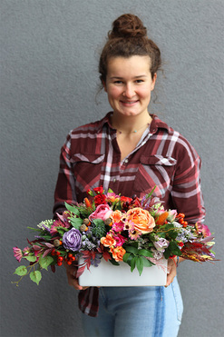 Jesień w Twoich progach, elegancka kompozycja na stół komodę, wym.20x40cm 