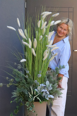 Lunedia, zielona kompozycja z trawami rozm. L, wys.158cm 