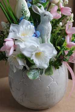 Easter Retro, stroik wielkanocny z zajączkiem, wys.42cm