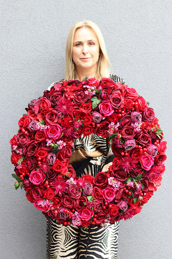 bardzo duży wianek, Czerwień Bordossa, śr.70cm 