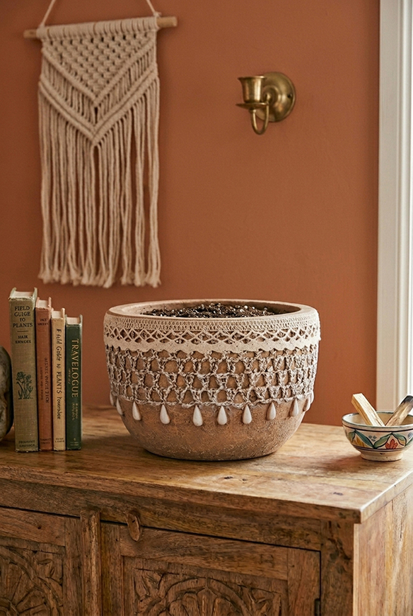 Boho House, ceramiczna osłonka na kwiaty Boho