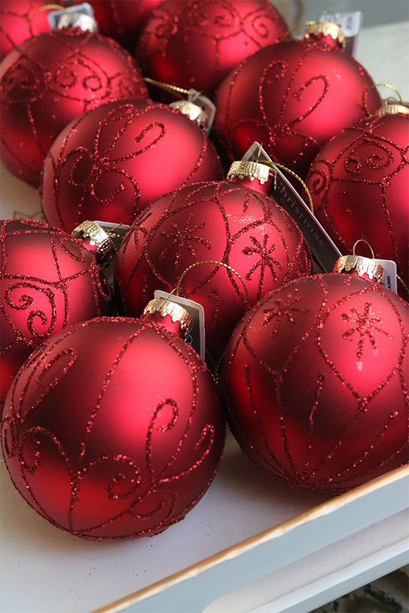 Red Elegance, szklane bombki w pudełku