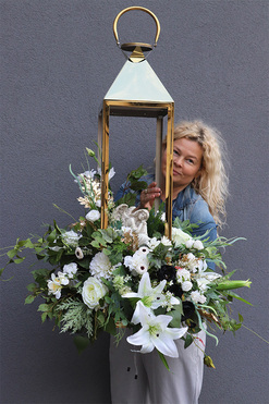 Angelo Garden Premium, lampion nagrobny z kwiatami, wys.112cm 