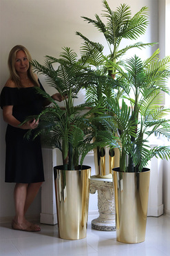 Areca Golderia, wysokiej jakości sztuczna palma w złotej donicy, wys.169cm 