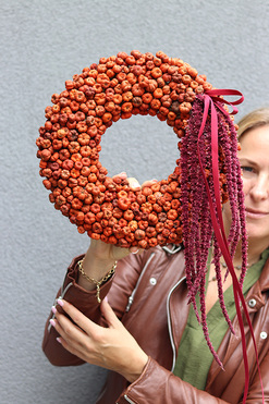 Koronkowa Robota, asymetryczny jesienny wianek, śr.31cm