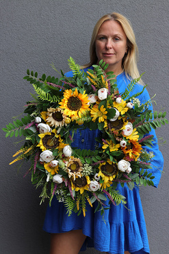 OD RĘKI Słoneczniki, wysokiej jakości wieniec jesienny, śr.50cm