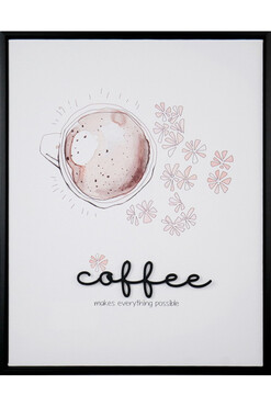Coffee, obraz 3D w drewnianej ramie, wym.50x40cm