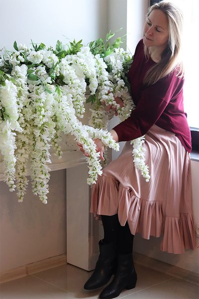 elegancka girlanda z białymi kwiatami, Wisterianna New