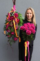 Rosalinda Roses, bukiet nagrobny do położenia, amarantowy