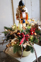 Dziadek do Orzechów Gold, stroik świąteczny