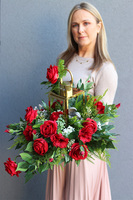 Angelo Garden Rubin Gold, lampion nagrobny z kwiatami