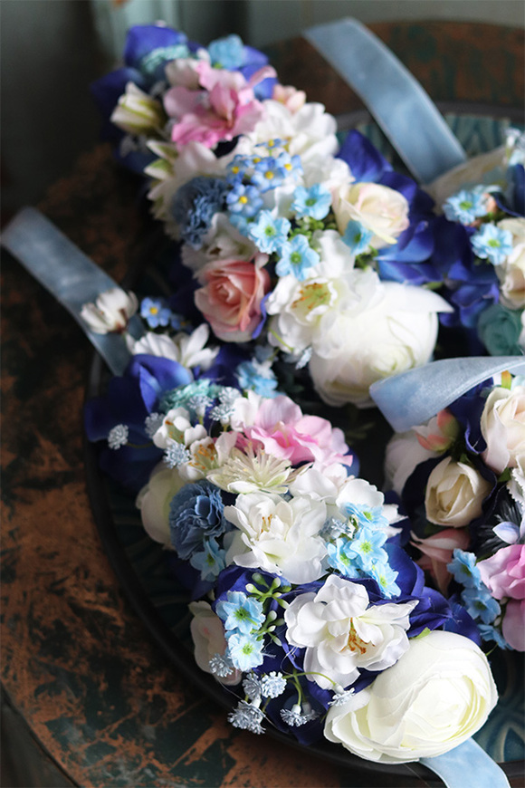 Bluenisto, opaska do zasłon z dekoracją kwiatową, kpl.2szt