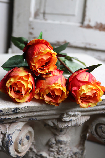 bukiet róż, Premiolla, pomarańczowe, 4szt, dł.52cm