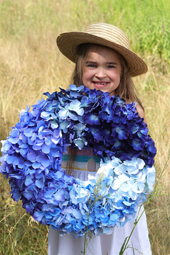 Hortensja Blue 2, wysokiej jakości wianek z hortensjami, śr.44cm 