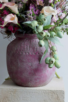 Etno Spring, wiosenna kompozycja w różowym wazonie