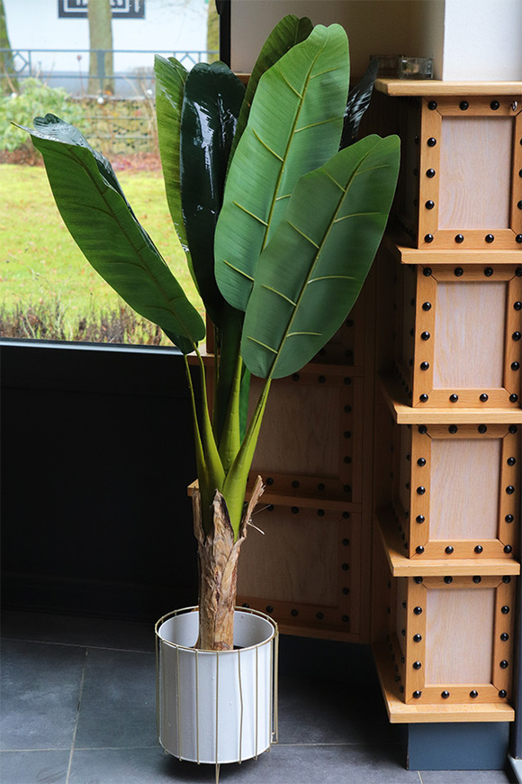 Bananowiec Stripes, sztuczna roślina w donicy