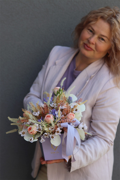 Orfitta With Love A, welurowy flowerbox boho z suszem