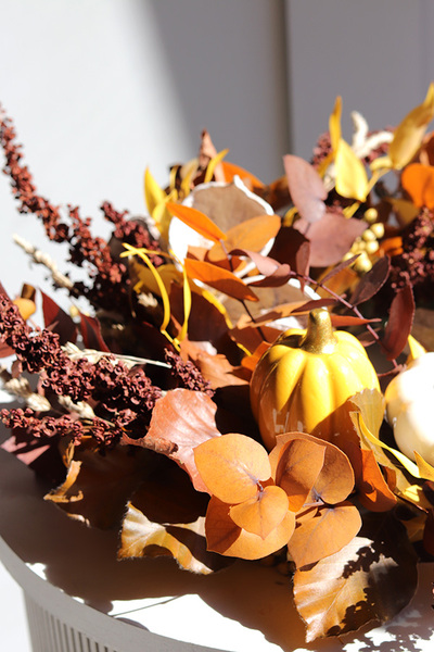 Boho Pumpkins, dekoracyjny wianek ze stabilizowanych roślin, śr.40cm